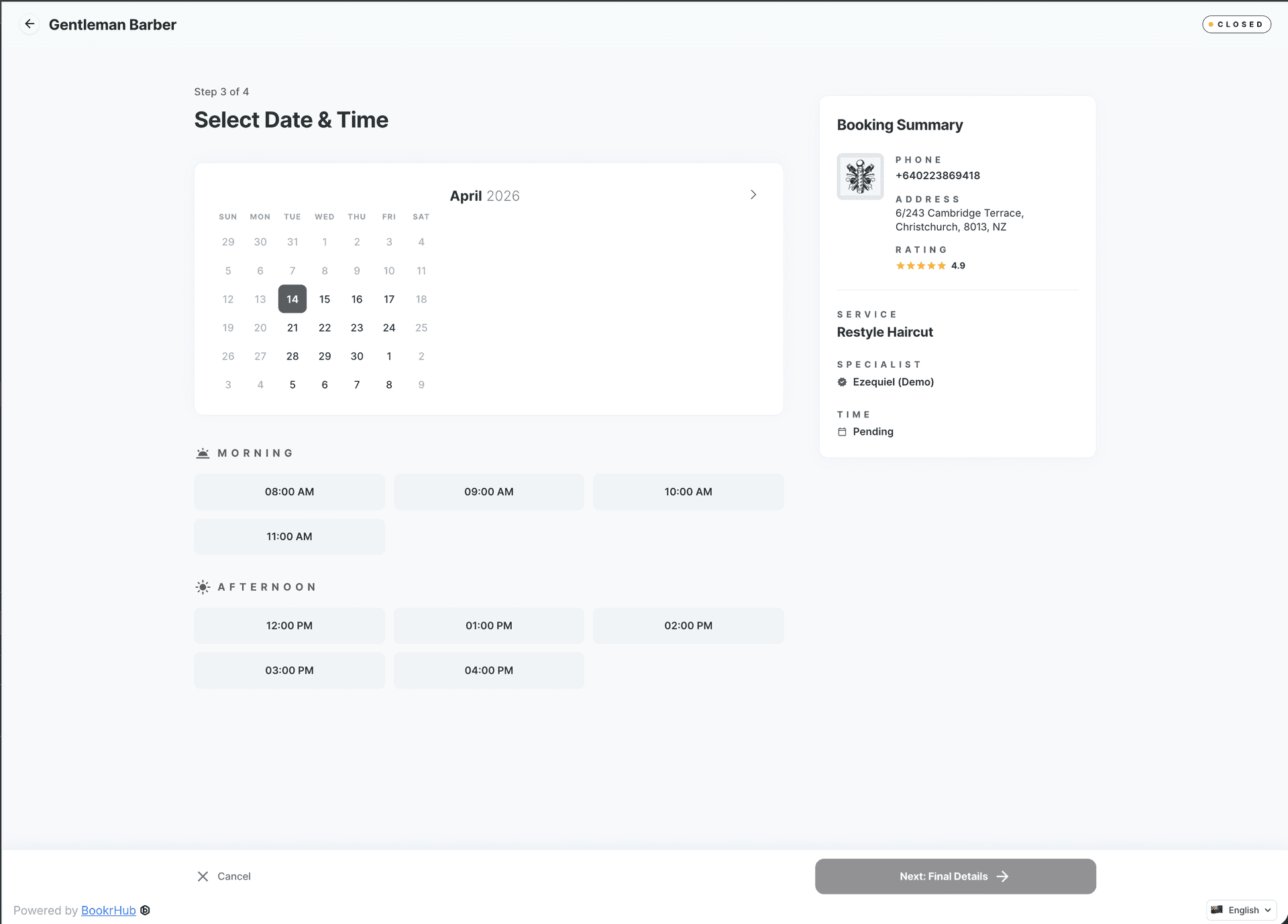 Step 3 - Time selection