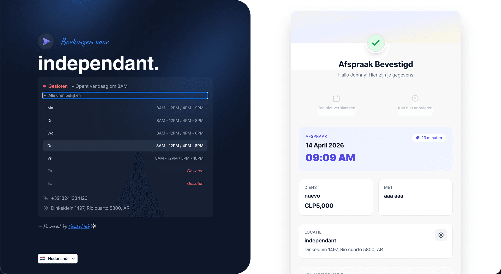 V1 Booking flow with language selector